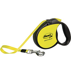 Flexi Standard Neon L — поводок-рулетка светоотражающая для собак до 50 кг, лента, 5 м