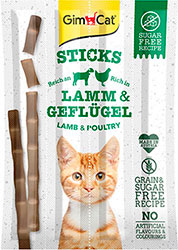 GimCat Sticks Lamb and Poultry - лакомства для кошек, с ягненком и птицей