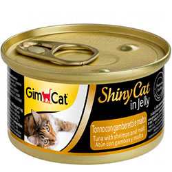 GimCat Shiny Cat консервы для кошек, с тунцом, креветками и солодом