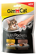 GimCat Nutri Pockets Taurine-Beauty Mix - мікс подушечок зі свійською птицею та сиром для котів