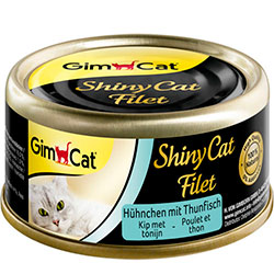 GimCat Shiny Cat Filet консервы для кошек, с курицей и тунцом