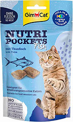 GimCat Nutri Pockets Fish Tuna - подушечки с тунцом для кошек