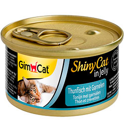 GimCat Shiny Cat консервы для кошек, с курицей и креветками