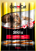 GimCat Sticks Poultry & Liver - лакомство для кошек, с курицей и печенью