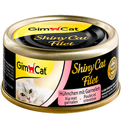 GimCat Shiny Cat Filet консервы для кошек, с курицей и креветками