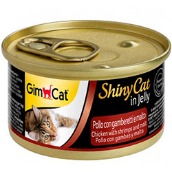 GimCat Shiny Cat консервы для кошек, с курицей, креветками и солодом