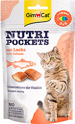 GimCat Nutri Pockets Salmon & Omega 3+6 - подушечки с лососем и жирными кислотами для кошек