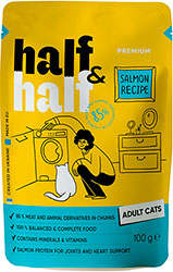 Half&Half Adult Cats Кусочки с лососем в желе для взрослых кошек, пауч