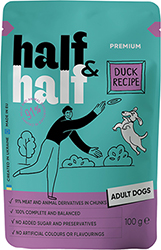 Half&Half Adult Dogs Шматочки з качкою в соусі для дорослих собак, пауч