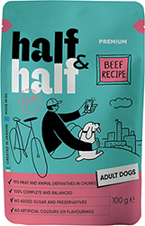 Half&Half Adult Dogs Шматочки з яловичиною в соусі для дорослих собак, пауч