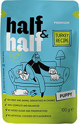 Half&Half Adult Puppy Шматочки з індичкою в соусі для цуценят, пауч