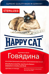 Happy Cat Шматочки в желе з яловичиною для стерилізованих котів