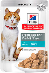 Hill's SP Feline Young Adult Sterilised Trout Pouches