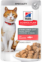 Hill's SP Feline Young Adult Sterilised Salmon Pouches