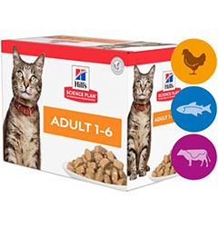 Hill's SP Feline Adult Combipack Chicken & Осean Fish & Beef Pouches
