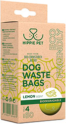 Hippie Pet Набір біорозкладних пакетів із крохмалю, з ароматом лимона