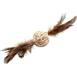 Hippie Pet Мячик из ротанга с перьями для кошек