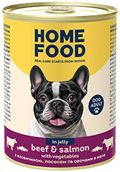 Home Food Вологий корм з яловичиною та лососем у желе для собак