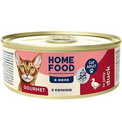 Home Food Gourmet Беззерновой влажный корм с уткой в желе для привередливых кошек Home Food Gourmet Беззерновой влажный корм с уткой в желе для привередливых кошек