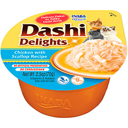 Inaba Dashi Delights Нежные хлопья курицы с морским гребешком в шелковистом бульоне для кошек