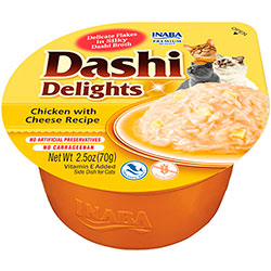 Inaba Dashi Delights Нежные хлопья курицы с сыром в шелковистом бульоне для кошек