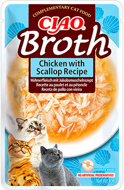 Inaba CIAO Broth Тушеная курица с морским гребешком в бульоне для кошек Inaba CIAO Broth Тушеная курица с морским гребешком в бульоне для кошек