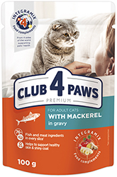 Клуб 4 лапы Premium с макрелью в соусе для кошек