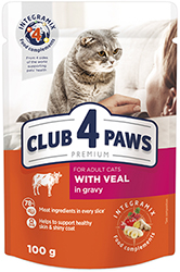 Клуб 4 лапы Premium с телятиной в соусе для кошек