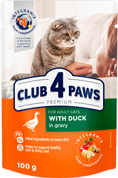 Клуб 4 лапы Premium с уткой в соусе для кошек