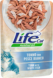 LifeCat Тунец с белой рыбой в желе для кошек, пауч
