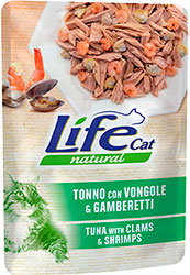 LifeCat Тунець з мідіями та креветками в желе для котів, пауч