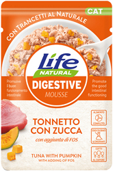 LifeCat Digestive Mousse Тунець із гарбузом для котів, пауч