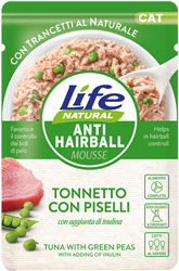 LifeCat Anti Hairball Mousse Тунець з горохом для котів, пауч