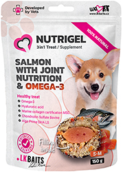 LK Baits Pet Nutrigel Salmon S-M Функціональні ласощі з лососем та Омега-3 для суглобів для собак середніх порід