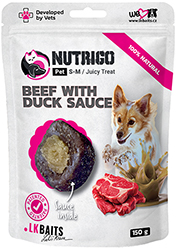 LK Baits Pet Nutrigo Treat Veal Функціональні ласощі з телятиною та качиним соусом для собак середніх порід