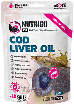LK Baits Pet Nutrigo Cod Liver Oil S-M Функціональні ласощі з олією печінки тріски для собак середніх порід