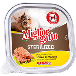 Migliorgatto Sterilized Паштет с курицей и прошутто для кошек