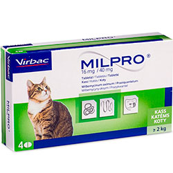 Milpro Таблетки від глистів для котів вагою від 2 до 8 кг