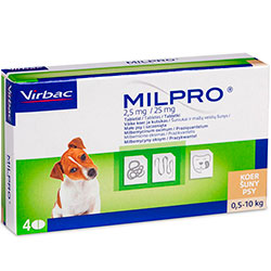 Milpro Таблетки від глистів для цуценят і собак вагою від 0,5 до 10 кг