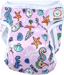 Misoko Многоразовый подгузник "Морские коньки" для собак, розовый