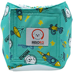 Misoko Многоразовый подгузник "Ракеты" для кобелей, мятный