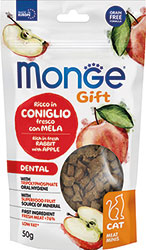 Monge Gift Cat Dental Лакомство с кроликом и яблоком для кошек 