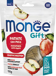 Monge Gift Dog Fruit Chips Sensitive Digestion Веганські ласощі з картоплею та яблуком для собак