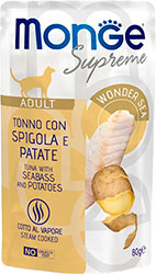 Monge Supreme Adult Cat Tuna with Seabass and Potatoes