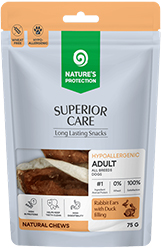 Nature's Protection Superior Care Rabbit Ears with Duck Filling Кроличьи уши с утиной начинкой для собак Nature's Protection Superior Care Rabbit Ears with Duck Filling Кроличьи уши с утиной начинкой для собак