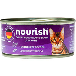 Nourish Телятина и лосось для взрослых кошек