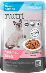 Nutrilove Шматочки з атлантичним лососем для стерилізованих котів