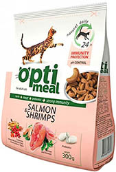 Optimeal с лососем и креветками для взрослых кошек