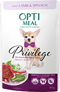 Optimeal Privilege з ягням і шпинатом в соусі для собак малих порід