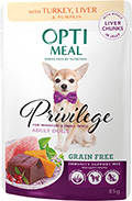Optimeal Privilege Grain Free с индейкой и печенью в тыквенном желе для собак малых пород